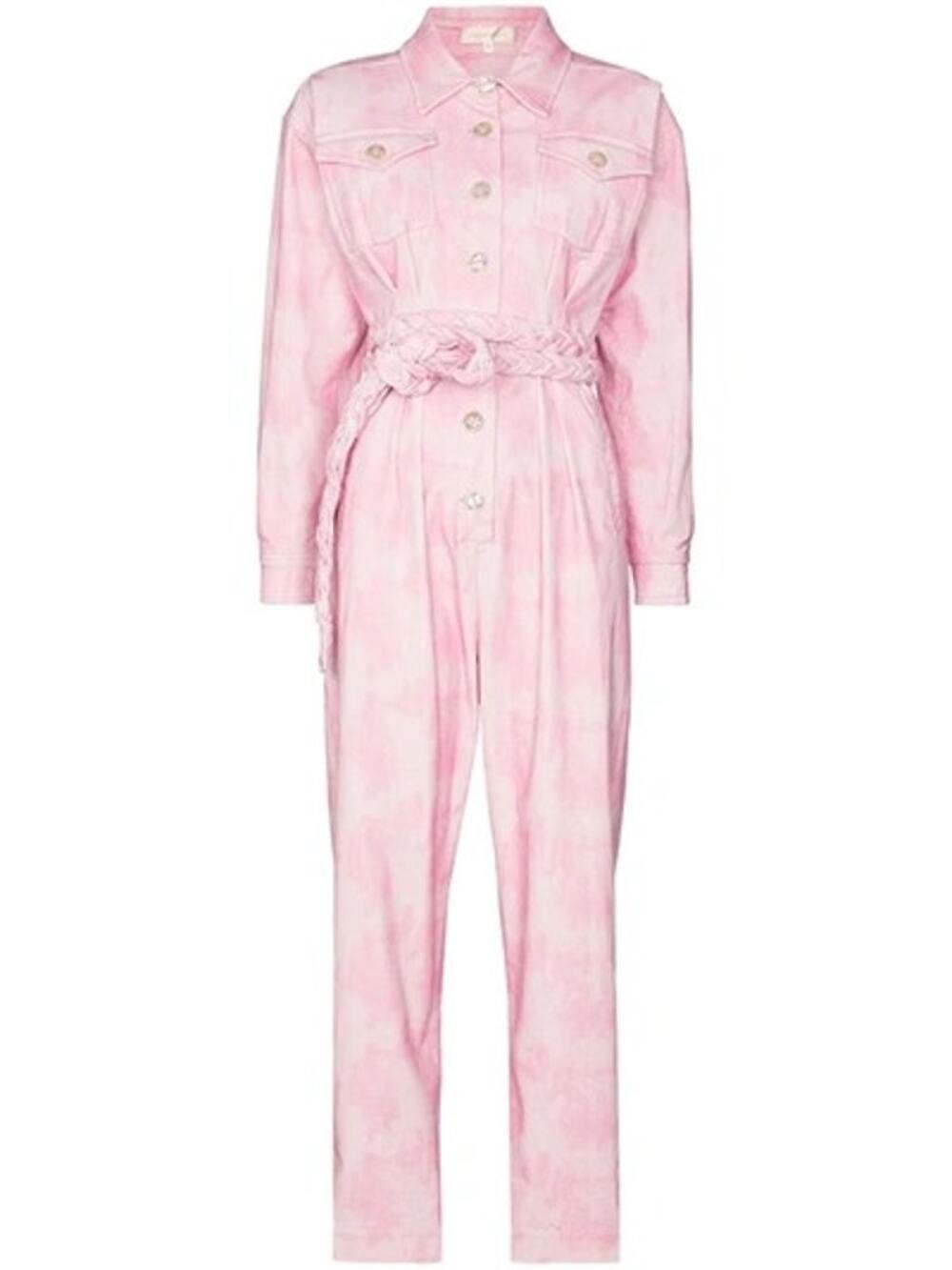 Love Shack Fancy Morellia Pink Corduroy Tie Dye Jumpsuit Size XS